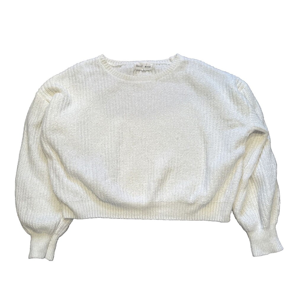 Hazel Moon Chenille Sweater Xl White Cropped Boxy